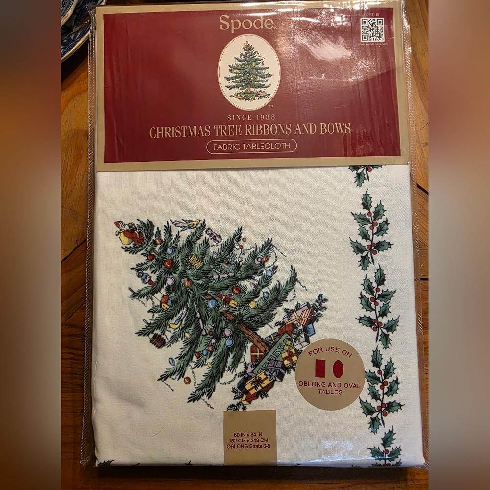 Spode Christmas Tree Tablecloth 60x84 NWT